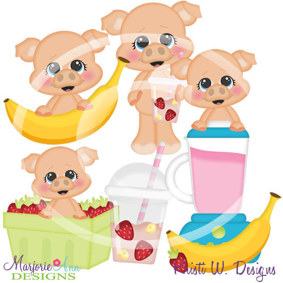 Fruit Smoothie Pigs SVG Cutting Files Includes Clipart - Click Image to Close
